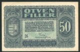 q806 UNGARIA BANCNOTA DE 50 filler 1920 serie 26 APROAPE NECIRCULATA aUNC