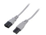 Cablu IEC C7 mamă - IEC C8 tată 1m gri 2,5A 250V