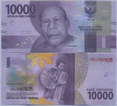 Bancnota Indonezia 10.000 Rupii 2016/2017 - P157b UNC foto