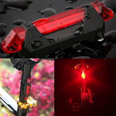 Stop bicicleta 5 LED-uri, 4 moduri iluminare, incarcare USB, 2 inele fixare foto