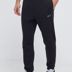 Reebok pantaloni de trening culoarea negru, neted