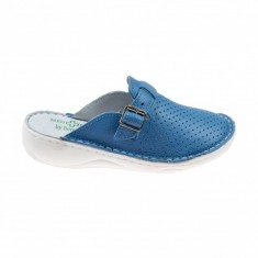 Saboti medicali femei,azzuro din piele naturala , Med-Line BR128AZZURO