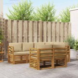 vidaXL Seturi de canapele 7 pcs Natural și Bej Lemn Solid de Acacia 3374953