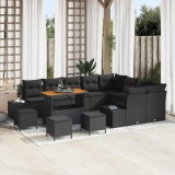 VidaXL Set de canapele pentru grădină 12 pcs Negru 110 x 55 x 71 cm