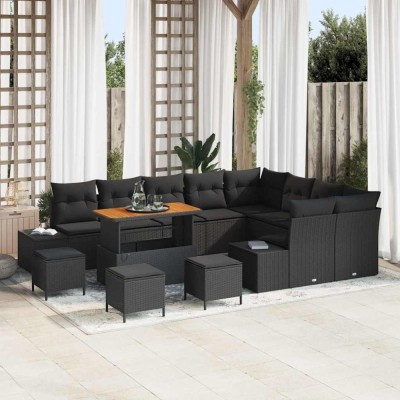 vidaXL Set de canapele pentru grădină 13 pcs Negru 110 x 55 x 71 cm 3364779 foto