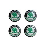 Set 4 stickere pentru capace roti auto, aluminiu, autoadezive, pentru Skoda