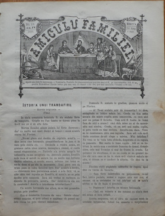 Ziarul Amiculu familiei , an 4 , nr. 29 , Gherla , 1880 , Iacob Negruzzi