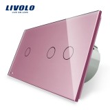 Cumpara ieftin Intrerupator touch simplu + dublu Livolo din sticla roz