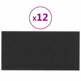 Panouri de perete 12 buc. negru 30x15 cm textil 0,54 m&sup2;