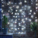 Instalatie Craciun Yoto, Tip Perdea, 2 m x 1 m, 120 LED-uri, Prelungitor 1.5 m, 8 Jocuri de Lumini, Interconectabila, Fir transparent, Interior/Exteri, Flippy