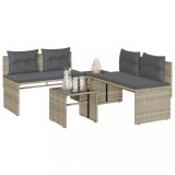 VidaXL Set canapea de grădină cu perne, 4 piese, gri deschis poliratan 4003883