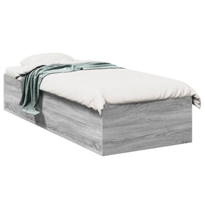 vidaXL Cadru de pat, gri sonoma, 90x200 cm, lemn prelucrat 3281061 foto
