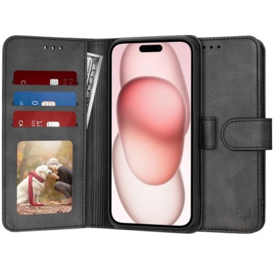 Husa pentru iPhone 15 - Techsuit Diary Book - Black foto
