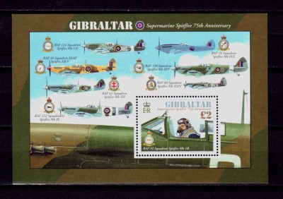 ✅Gibraltar 2011 &amp;quot;A 75-a aniversare - avion Spitfire Supermarine &amp;quot; ,bloc 103, MNH foto