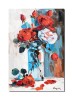 Aranjament cu trandafiri rosii tablou pictat manual, 60x40cm ulei pe panza in cutit, Geo Ungureanu