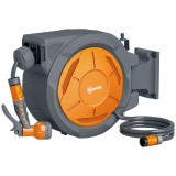 Outsunny Derulator furtun udare derulator țevi de apă 30+2 m suport perete + m&acirc;ner pivotant la 180&deg; 59 x 23 x 42 cm gri | Aosom Romania