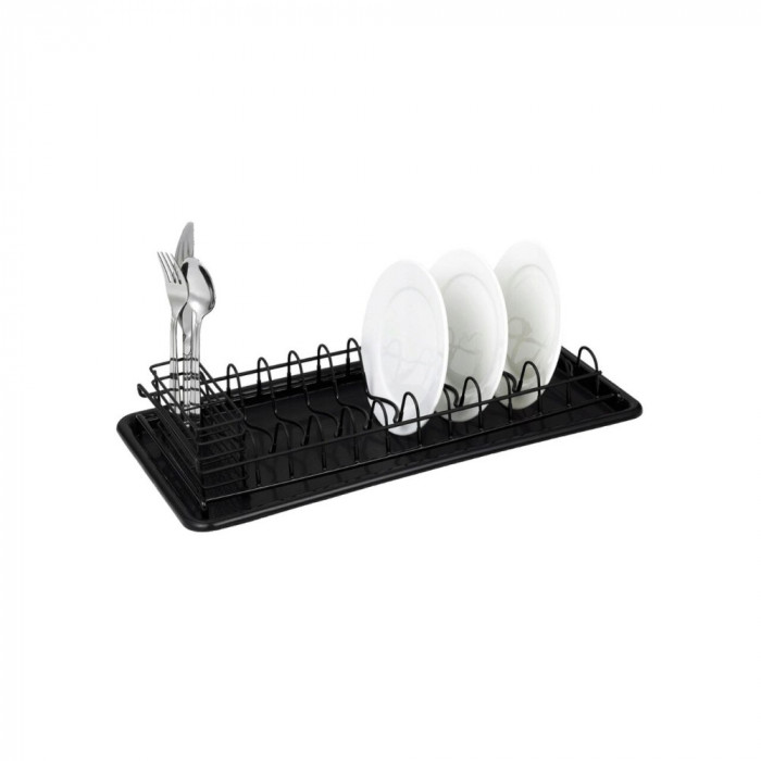 Suport pentru vase din otel si plastic 50,5x24,5 x9,5 cm, negru, Kinghoff