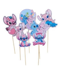 Set 8 toppere temă Stitch Lilo 5-10 cm pentru torturi