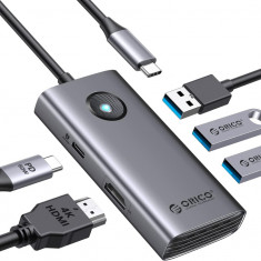 ORICO USB C HUB, staÅ£ie de andocare USB C 5-Ã®n-1 cu HDMI 4K, livrare de energie