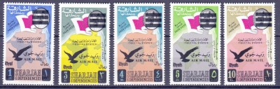 DB1 Sharjah 1966 Supratipare Pasari Rapitoare 5 v. MNH foto