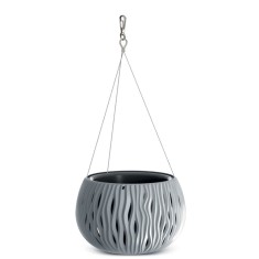 Ghiveci decorativ cu lant, rotund, gri, 2.3 L, 23.8x16.1 cm, Sandy Bowl foto