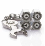 Capace Ventil Metal Mercedes Nichel, Emblema Silicon, Set 4 Bucati