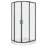 Solid RA 100x80 BL curbat ușă dublă asimetrică cabină de duș cu tavă de duș - st&acirc;nga