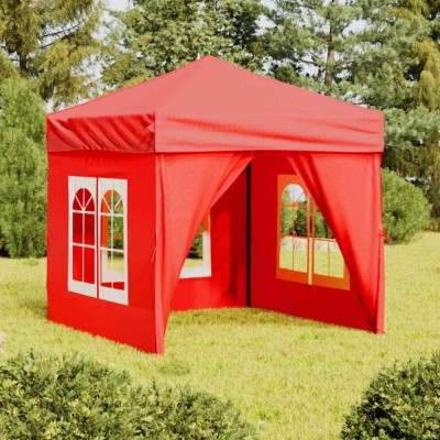 vidaXL Cort pliabil pentru petrecere, pereți laterali, roșu, 2x2 m foto