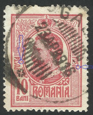 EROARE / VARIETATE CAROL I TIPOGRAFIATE 1909 / 1914 -Punct sub ST si punct la T foto