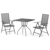 Cumpara ieftin Set de masa gradina, 3 piese, antracit, otel