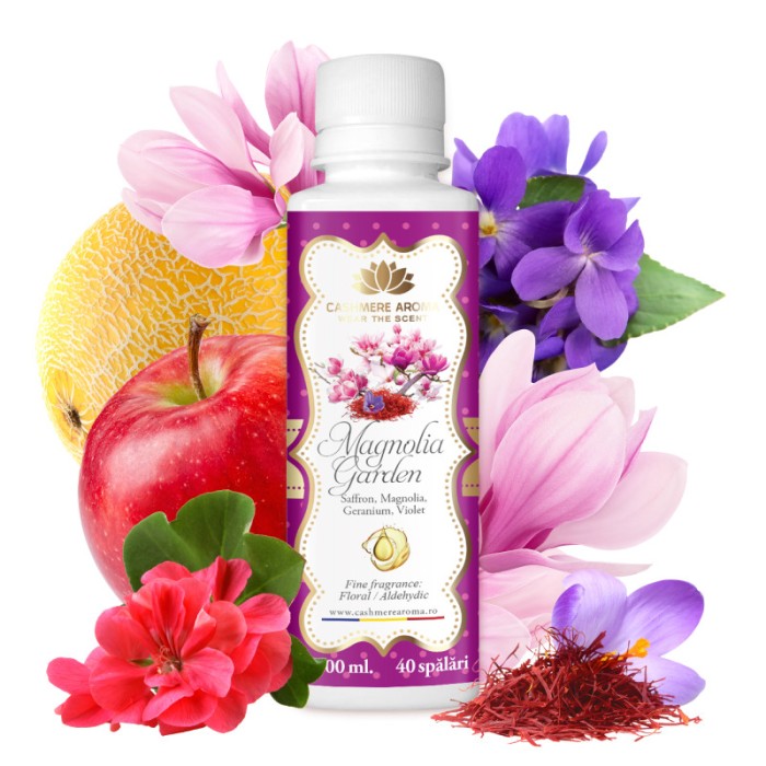 Parfum de rufe MAGNOLIA GARDEN cu arome de muscate, mere, magnolii, violete, pepene, 200ml, 40 de spalari