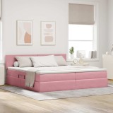 Cumpara ieftin Pat cu LED si saltea Roz 200 x 200 cm Catifea