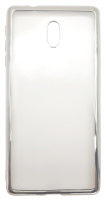 Husa silicon slim transparenta cu margini electroplacate argintii pentru Nokia 3 2017 foto