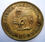 Africa de Sud 1 Cent 1961, KM#57, 9.42g, Alama - Moneda Numismatica