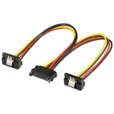 Cablu adaptor SATA mama - 2x SATA 90grade tata 20cm