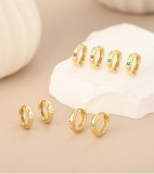 Cumpara ieftin Cercei Creole Huggies din Argint 925 Placat cu Aur , Model Fin cu Inimioara din Zirconiu Colorat