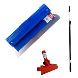Cumpara ieftin Set gletiera profesionala, inox, 100 cm x 0.4 mm, suport, maner prelungitor 1.2-2.2 m, Ergolite