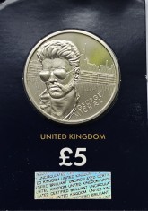 5 pounds 2024 Marea Britanie, George Michael, Brilliant unc, Coincard, km#2654