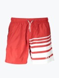 Pantaloni scurti barbati pentru inot cu talie medie si imprimeu in dungi, KL20MBM03, Rosu, 2XL