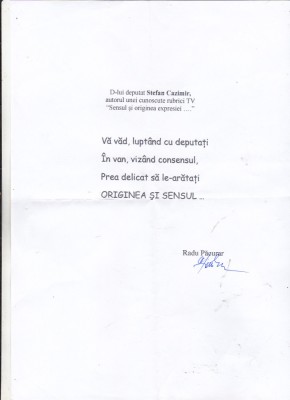 bnk div Epigrama inedita Radu pacurar pentru Stefan Cazimir foto