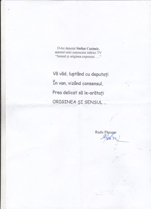 bnk div Epigrama inedita Radu pacurar pentru Stefan Cazimir