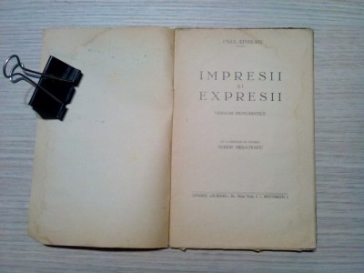 PAUL EINHORN (autograf) - IMPRESII si EXPRESII - Versuri Humoristice -1938, 62p. foto