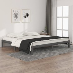 vidaXL Cadru de pat, gri, 200x200 cm, lemn masiv de pin 810387
