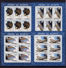 ✅ RO 1998 ,LP 1458 a ," Pasari de noapte " ,serie in coli mici de 6 marci ,MNH