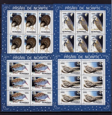 ✅ RO 1998 ,LP 1458 a ,&amp;quot; Pasari de noapte &amp;quot; ,serie in coli mici de 6 marci ,MNH foto
