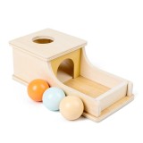 Jucarie Educativa Montessori din Lemn, Flippy, Model Pista cu Bile si Tunel, 4 piese, Joc pentru Motricitate si Coordonare, Copii 12+ luni, 24 x 12 x