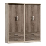 Cumpara ieftin Dulap 4 Uși și 4 Sertare Olympus Castillo-Toro 162x57x183 cm - Sifonier Dormitor Spațios
