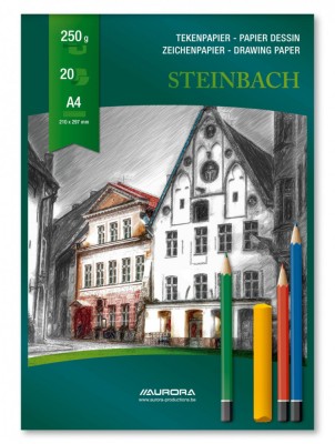 Bloc desen A4, 20 file - 250g/mp, AURORA Steinbach - carton alb foto