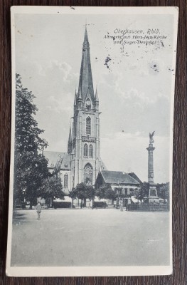 (208) CARTE POSTALA GERMANIA - OBERHAUSEN - VECHEA PIATA CU BISERICA - 1912 foto