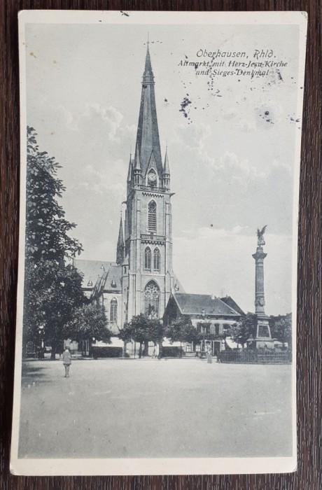 (208) CARTE POSTALA GERMANIA - OBERHAUSEN - VECHEA PIATA CU BISERICA - 1912